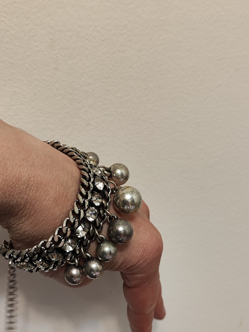 Silver-Tone Ball Charm Bracelet for Women